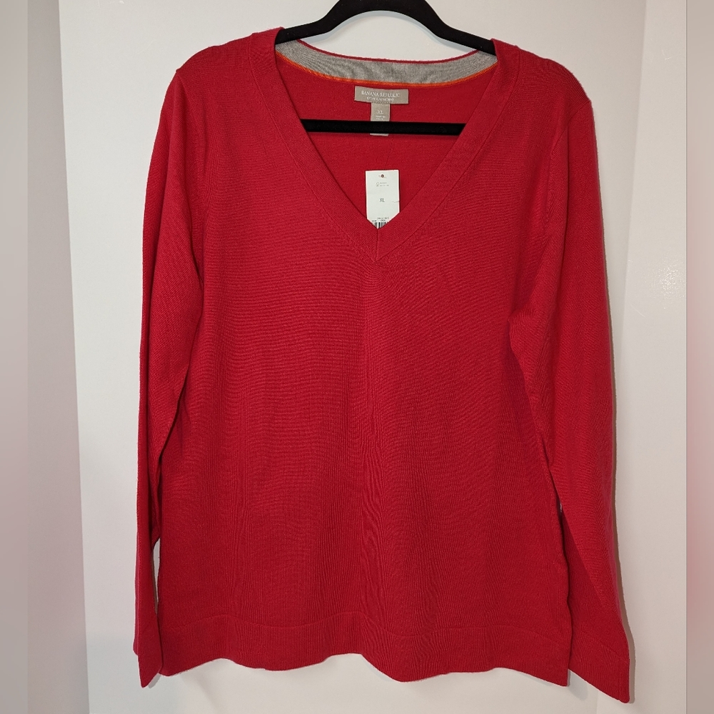 Banana Republic, Pink Wool Blend, V-Neck Sweater, XL